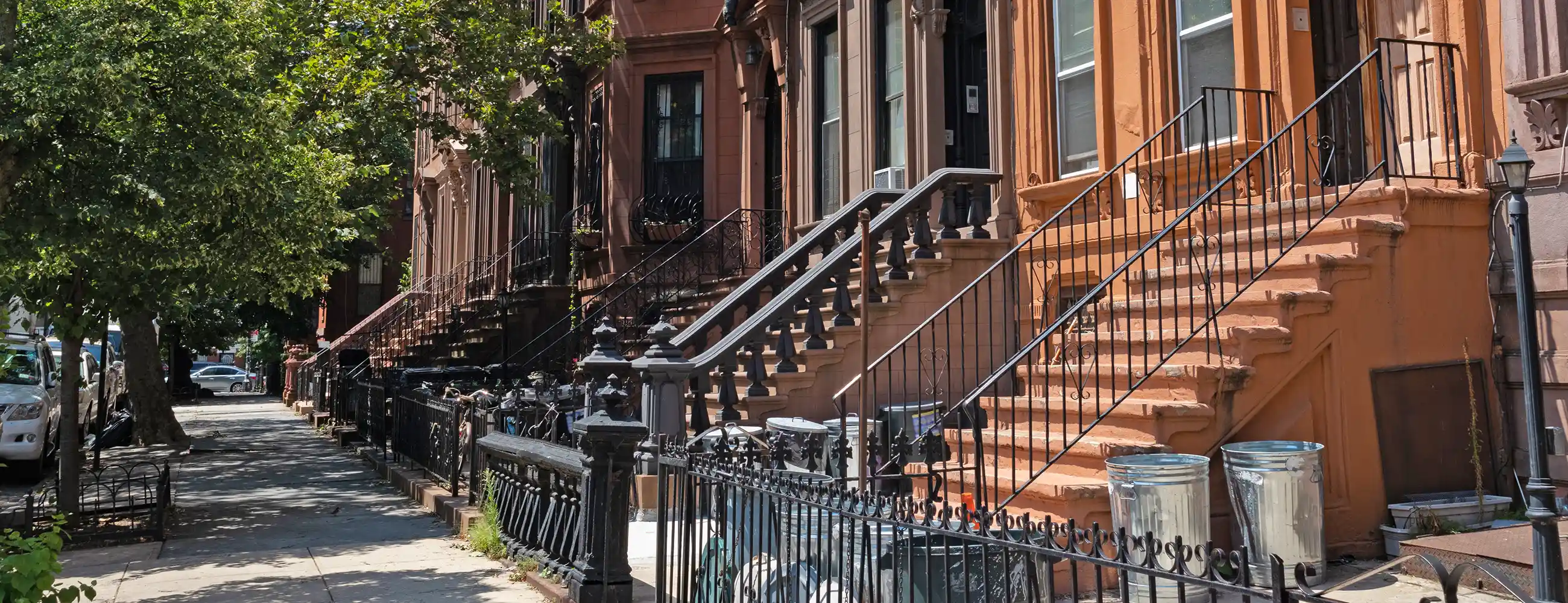 Row of brownstones in Bedford-Stuyvesant, Brooklyn