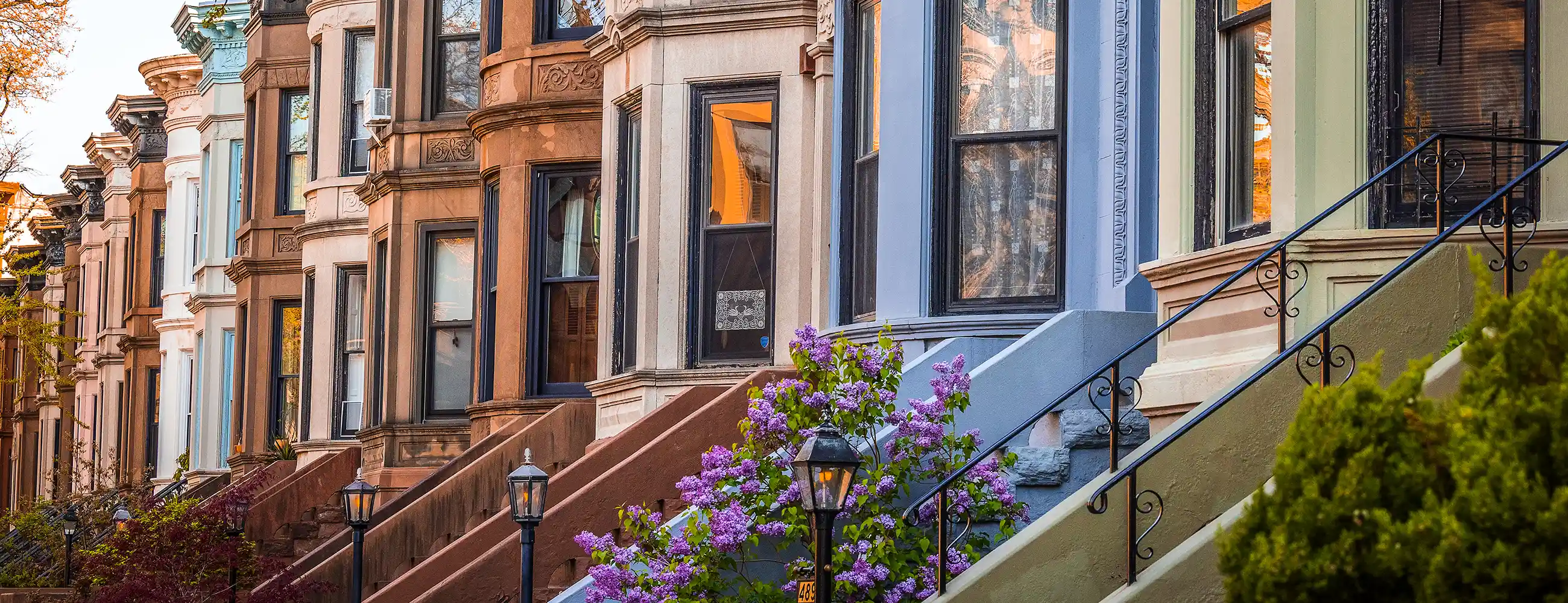 Colorful row houses in Park Slope, Brooklyn