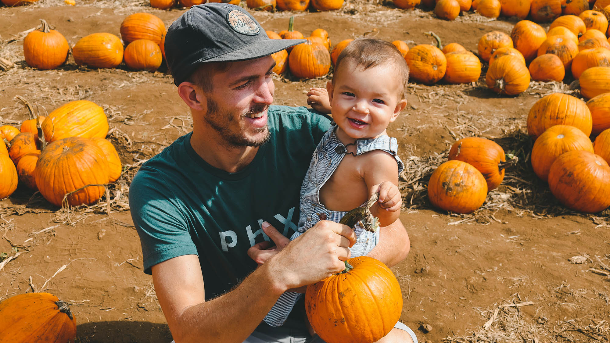 Dad and Baby at Pumpkin Patch