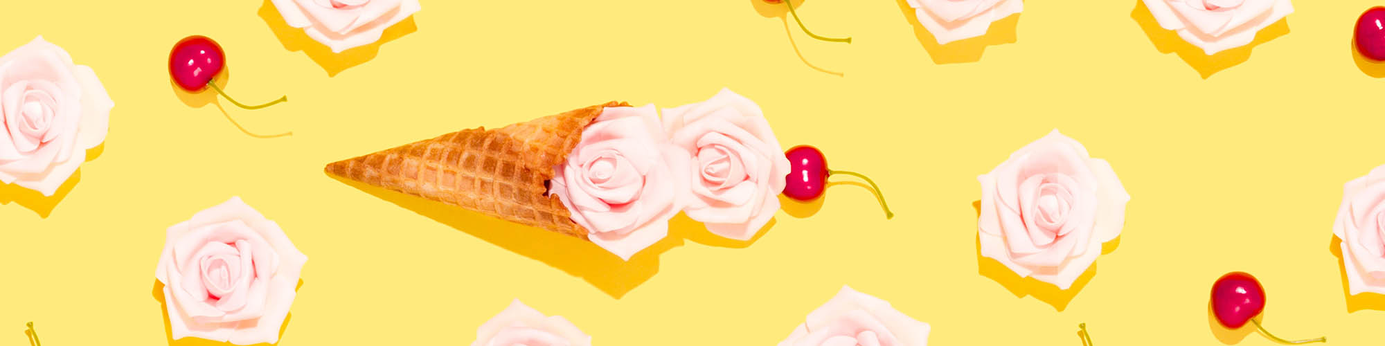 Ice Cream Cone on Yellow Background