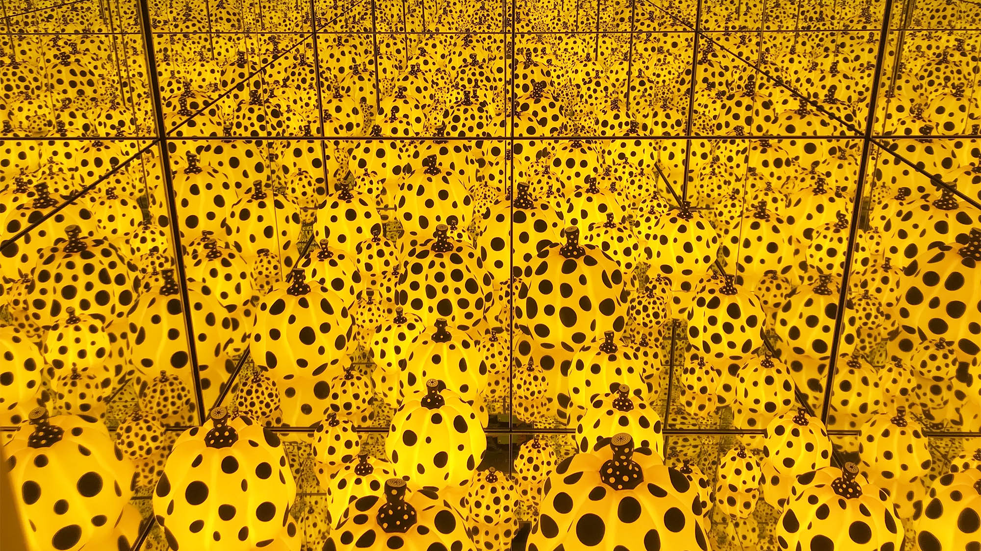 Yellow Pumpkin Black Polka Dot Kusama Infinity Room