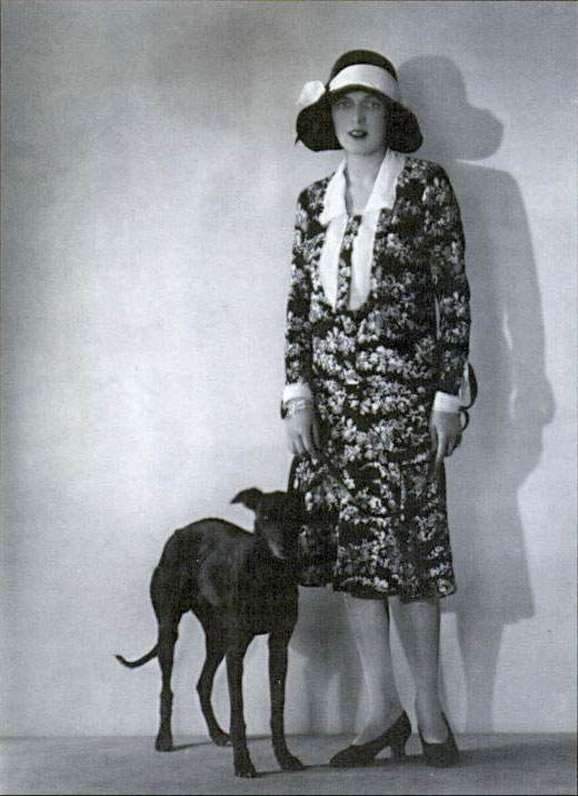 Caresse Crosby and her pet dog, whippet