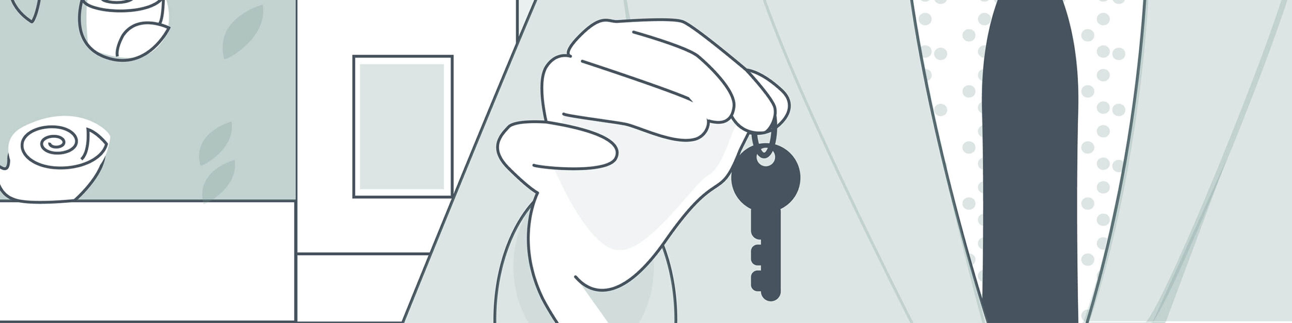 Illustration of man's hand holding house key