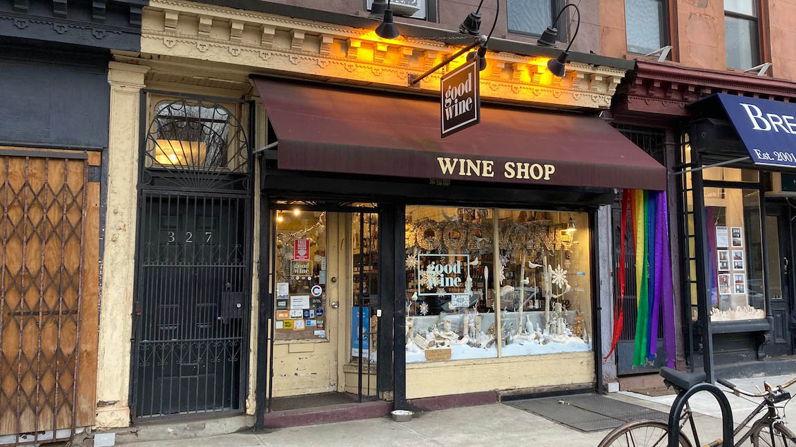 Good Wine shop exterior storefront Brooklyn
