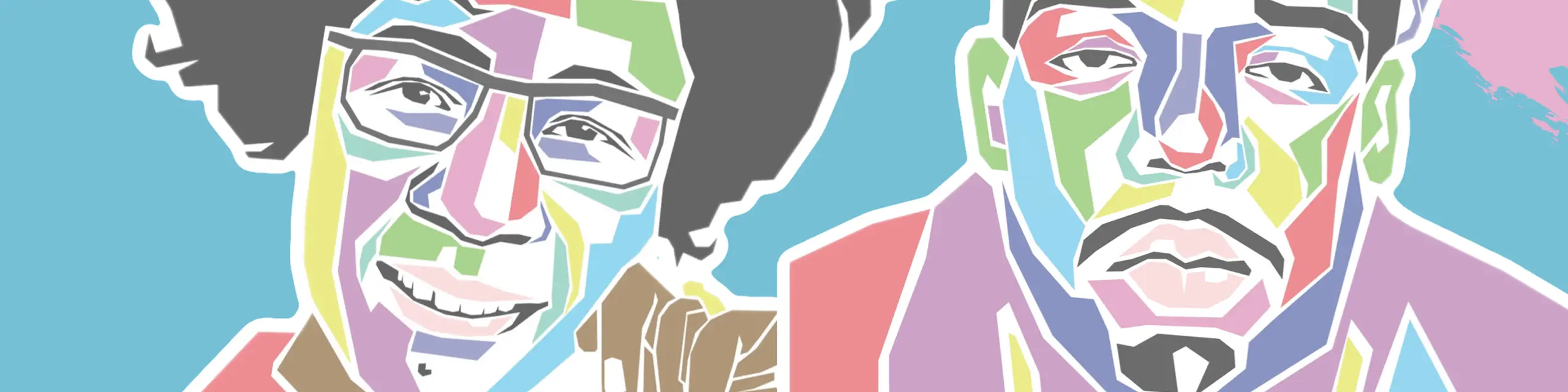 Colorful portrait of Shirley Chisholm and Notorious BIG