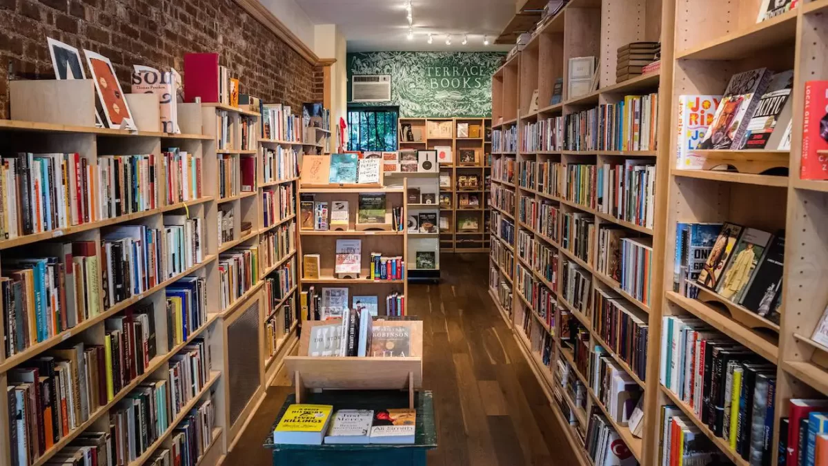 Interior bookshelves at Terrace Books