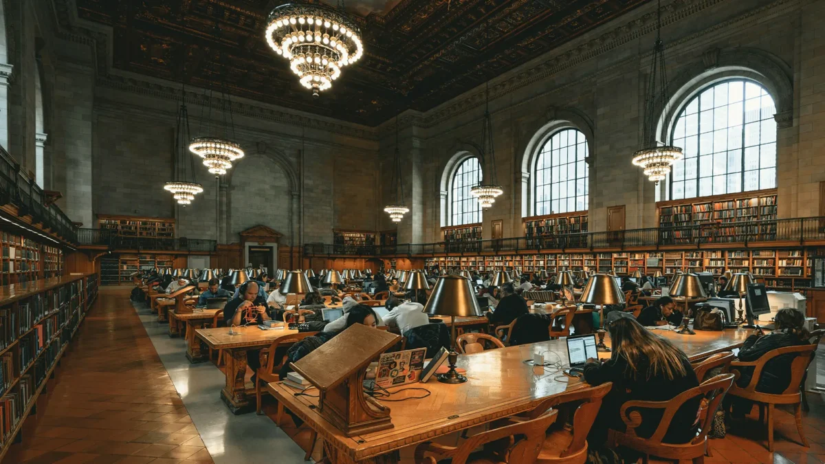 Interior reading room at New York Public Library