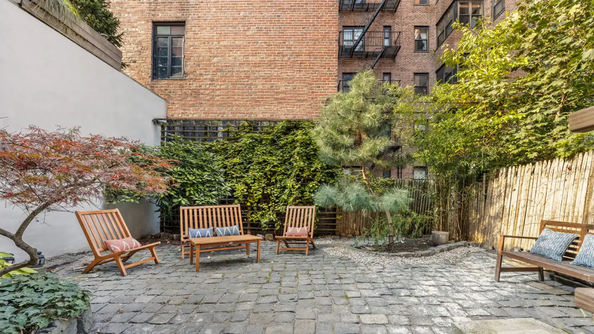 Brooklyn backyard patio with greenery